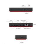 Lenovo ThinkPad USB-C Dock - PD100W (2x DP, 1x HDMI, RJ45, 1x USB-C, 5x USB) max. 3x LCD 40AY0135EU