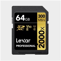 Lexar SDXC Pro 2000X UHS-II U3 R300/W260 (V90) 64GB LSD2000064G-BNNNG