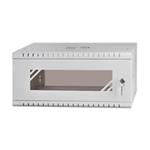 LEXI 19" nástenná skriňa Basic 6U, šírka 520 mm, hĺbka 450 mm, sklenené dvere, bez zadnej steny, sivá LX19-4U-450GG