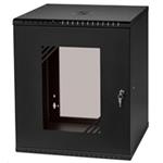 LEXI 19" nástěnný rozvaděč Basic 12U, šířka 520mm, hloubka 450mm, skleněné dveře, bez zad, černý LX19-12U-450GB