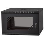 LEXI 19" nástěnný rozvaděč Basic 6U, šířka 520mm, hloubka 350mm, skleněné dveře, bez zad, černý LX19-6U-350GB