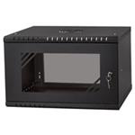 LEXI 19" nástěnný rozvaděč Basic 6U, šířka 520mm, hloubka 450mm, skleněné dveře, bez zad, černý LX19-6U-450GB