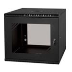 LEXI 19" nástěnný rozvaděč Basic 9U, šířka 520mm, hloubka 450mm, skleněné dveře, bez zad, černý LX19-9U-450GB