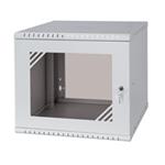 LEXI 19" nástěnný rozvaděč Basic 9U, šířka 520mm, hloubka 450mm, skleněné dveře, bez zad, šedý LX19-9U-450GG