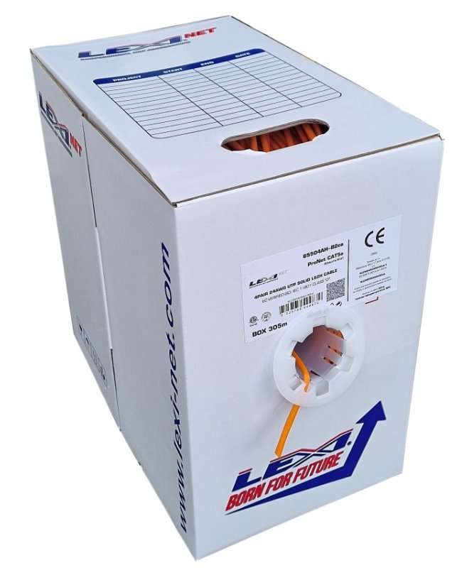 LEXI kábel UTP, Cat5E, drôt, LSOH, B2ca (s1a,d0,a1), box 305m - oranžová KLEXI65504AH-B2ca