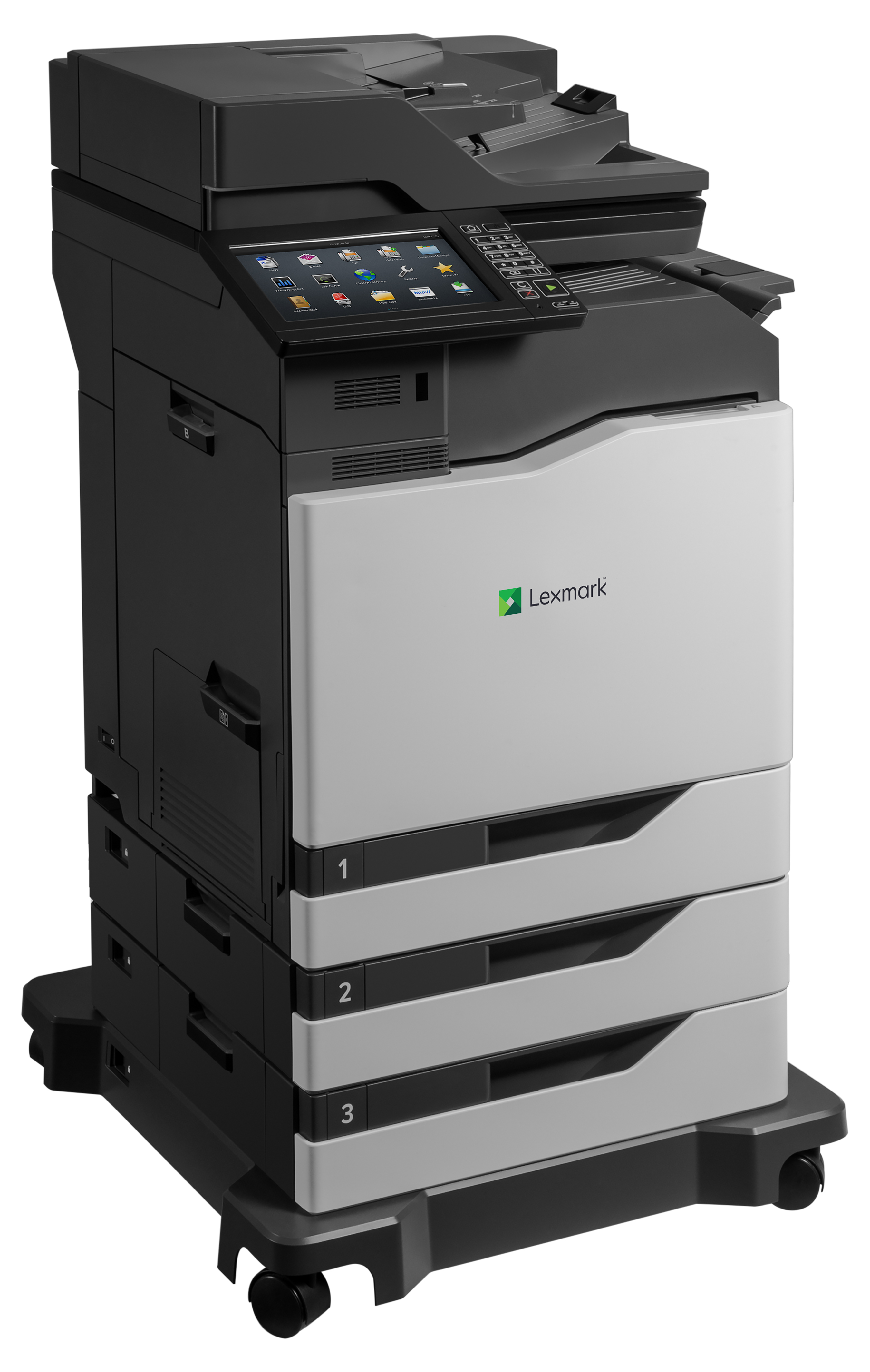 Lexmark CX825dtfe color laser MFP, 52/52ppm, síť, duplex, dotykový LCD, DADF, fax, HDD + 2x zásobník + sešívačka 42K0052