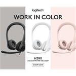 Logitech Headset H390, drátový, USB, bílá 981-001286