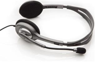 Logitech Headset Stereo H110/ drátová sluchátka + mikrofon/ 3,5 mm jack/ šedá 981-000271