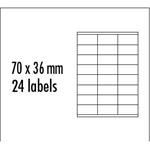 Logo etikety 70mm x 36mm, A4, matné, žlté, 24 etikety, balené po 10 ks, pre atramentové a laserové 32258