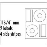 Logo etikety na CD 118/41mm, A4, matné, biele, 2 etikety, 4 pásiky, 140g/m2, balené po 10 ks, pre a 5787