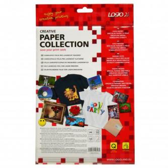 Logo, samolepiaca fólia, priehľadná, číra, A4, 125 g/m2, 1200dpi, 10 listov, pre laserové tlačiarne 15346