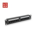 LYNX 10" patch panel 12-port, UTP Cat5e, 50µ, nestíněný, černý LX-10-UTP5E-BK