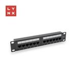 LYNX 10" patch panel 12-port, UTP Cat6, 50µ, nestíněný, černý LX-10-UTP6-BK