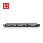 LYNX 19" patch panel 24-port, FTP Cat5e, 50µ, stíněný, černý LX-24-FTP5E-BK