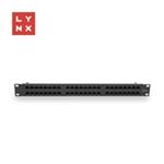LYNX 19" patch panel 48-port, UTP Cat5e, 50µ, nestíněný, černý LX-48-UTP5E-BK
