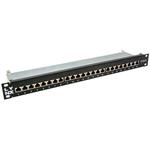 LYNX Patch panel 19", 24 portů, Cat6a, stíněný, černý XL-PP19-24C6AS-LY-BLACK