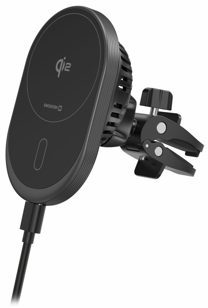 MAGNETICKÝ DRŽÁK DO VENTILACE AUTA SWISSTEN MagRide S BEZDRÁTOVÝM NABÍJENÍM Qi2 15W (kompatibilní s MagSafe) 65010612