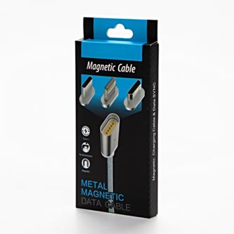 Magnetický kábel USB (2.0), USB A M- magnetické koncovky (typ C+lightning+microUSB), 1m, guľatý, op KUAESTR10T01