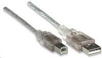 MANHATTAN Kabel USB 2.0 A-B propojovací 3m (stříbrný)