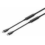 MANHATTAN Kabel USB-C Male to Male, USB 3.2 Gen 2 Type-C Active Device Cable, 3m, pozlacené koncovky, černá 355964