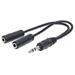 MANHATTAN Stereo Y-Adapter, Stereo Y, 3.5mm male to 2 x 3.5mm female, Black, 15 cm
