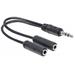 MANHATTAN Stereo Y-Adapter, Stereo Y, 3.5mm male to 2 x 3.5mm female, Black, 15 cm
