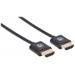 MANHATTAN Ultra-thin High Speed HDMI Cable with Ethernet, HEC, ARC, 3D, 4K, HDMI Male to Male, Shielded, Black, 0 394406