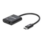 MANHATTAN USB 2.1 Sound Adapter, USB Typ C to 3.5 mm auc & C/F (PD), black, Blister 153355