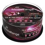 MEDIARANGE CD-R 700MB 52x Inkjet Fullsurface-Printable spindl 50pck/bal MR208