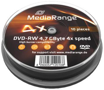 MEDIARANGE DVD-RW 4,7GB 4x spindl 10pck/bal MR450