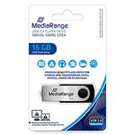 MediaRange USB flash disk, USB 2.0, 16GB, čierny, MR910, USB A, swivel