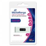 MediaRange USB flash disk, USB 3.0, 128GB, strieborný, MR918, USB A, s pútkom, vysúvací