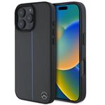 Mercedes Leather Blue Stripe MagSafe Zadný Kryt pre iPhone 16 Pro čierny 57983126267
