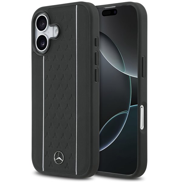Mercedes Leather Star Pattern and Stripes MagSafe Zadný Kryt pre iPhone 17 čierny 57983127869