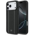 Mercedes Leather Star Pattern and Stripes MagSafe Zadný Kryt pre iPhone 17 Pro Max čierny 57983127872