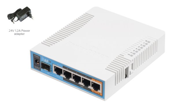 MIKROTIK RouterBOARD hAP AC + L4 (720MHz, 128MB RAM, 5xGLAN switch, SFP, 1x 2,4+5GHz, plastic case, RB/962UiGS-5HacT2HnT