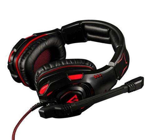 Modecom VOLCANO GHOST headset, herní sluchátka s mikrofonem, 2,2m kabel, USB 2.0, černá/červené podsvícen S-MC-832-GHOST