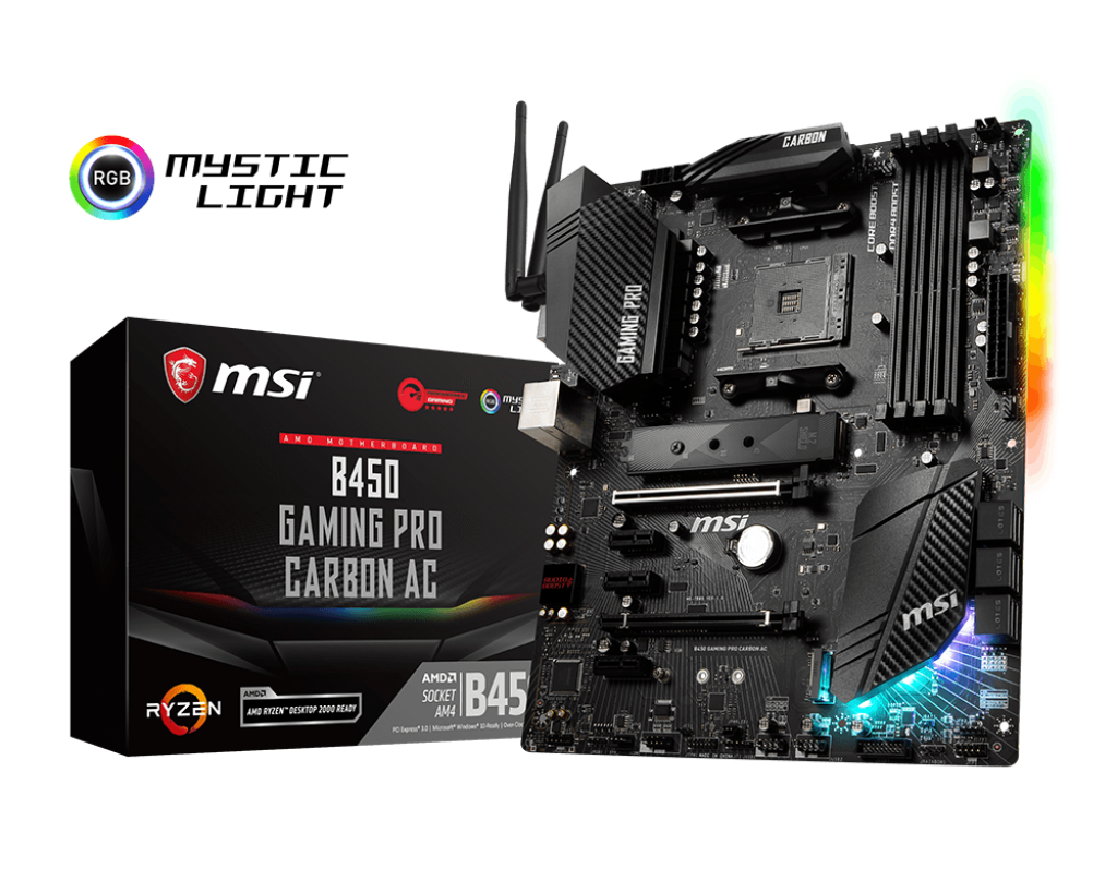 MSI B450 GAMING PRO CARBON AC, AM4, 4xDDR4, 3 PCI-Ex1, 6xSATA3, 2 M.2, 6xUSB3.1
