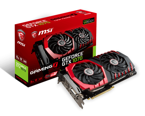 MSI GeForce GTX 1070, 8GB GDDR5 (256 Bit), HDMI, DVI, 3xDP GTX 1070 GAMING 8G