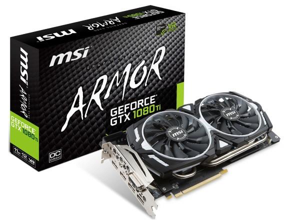 MSI GeForce GTX 1080 Ti ARMOR 11G OC / PCI-E / 11GB GDDR5X / 2x HDMI / 2xDP / DL-DVI-D / active