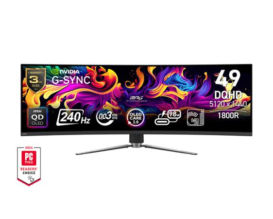 MSI MPG 491CQPX QD-OLED Gaming monitor 49" QD-OLED zakřivený/5120x1440(DQHD)/240Hz/0,03ms/HDMI/DP/USB-A,B,C/výšk.nast.