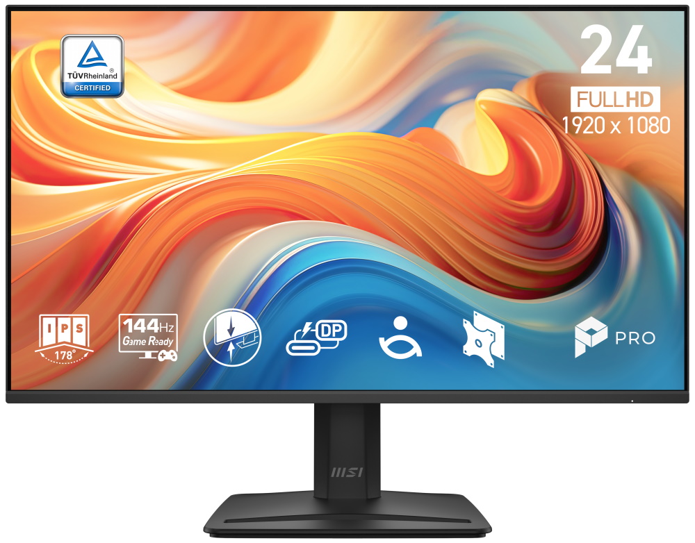MSI PRO MP242 E14C/ 24"/ 1920x1080/ IPS/ 1ms/ 144Hz/ 300cd/m2/ 1100:1/ HDMI/ VESA/ černý