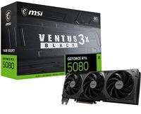 MSI VGA NVIDIA GeForce RTX 5080 16G VENTUS 3X OC BLACK, RTX 5080, 16GB GDDR7, 3xDP, 1xHDMI