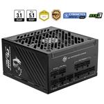 MSI zdroj MPG A1000GS PCIE5/ 1000W/ ATX3.1/ akt. PFC/ 10 let celk. záruka/ 135mm fan/ modulární kabeláž/ 80PLUS Gold