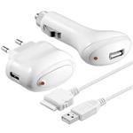 Nabíjačka pro iPhone/iPad set 3 v 1 (USB, auto, nabíjecí kabel) bílý kipod19