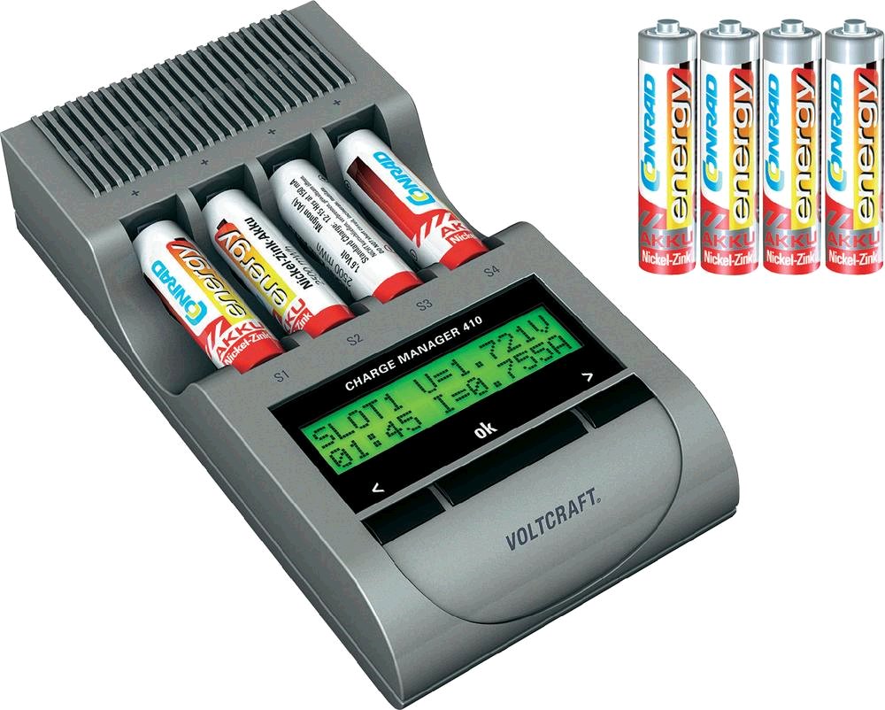 Nabíjačka Voltcraft Charge Manager 410 plus baterie + 4x AA a 4x AAA NiZN