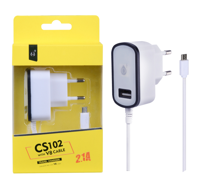 Nabíječka PLUS MicroUSB s USB výstupem 5V/2,1A, černá