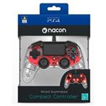 Nacon Wired Compact Controller - ovladač pro PlayStation 4 - průhledný červený PS4OFCPADCLRED