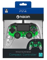 Nacon Wired Compact Controller - ovladač pro PlayStation 4 - průhledný zelený PS4OFCPADCLGREEN