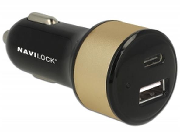 Navilock Autonabíječka 1 x USB Type-C™ + 1 x USB Typ-A 63069